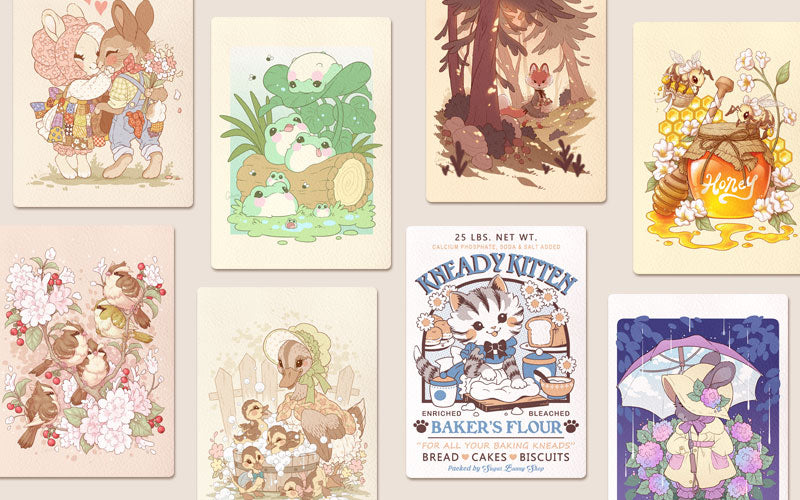 Soft & sweet vintage style textured art prints