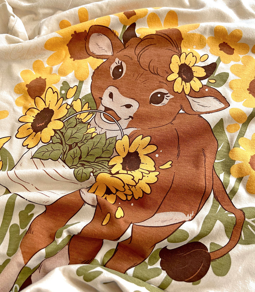 Hello Sunshine Sunflower Cow Shirt