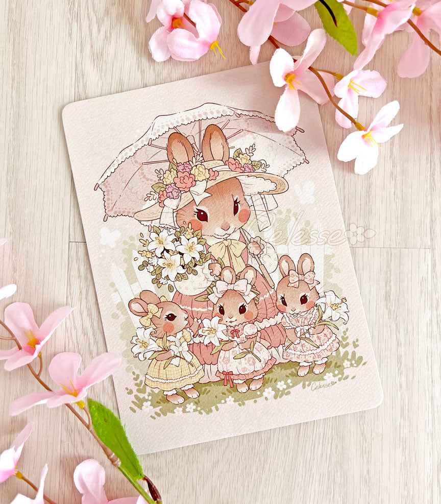 Our Sunday Best Bunny Mother Family Textured Print