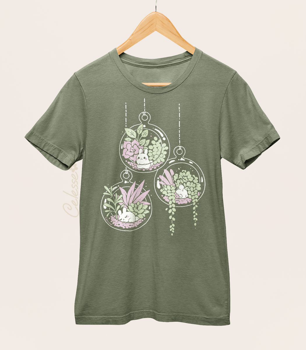 succulent t shirts Plant Terrarium Bunnies Shirt