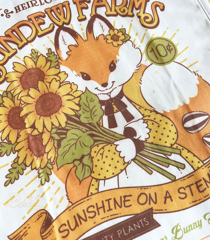 Sundew Farms Sunflower Fox Canvas Tote Bag