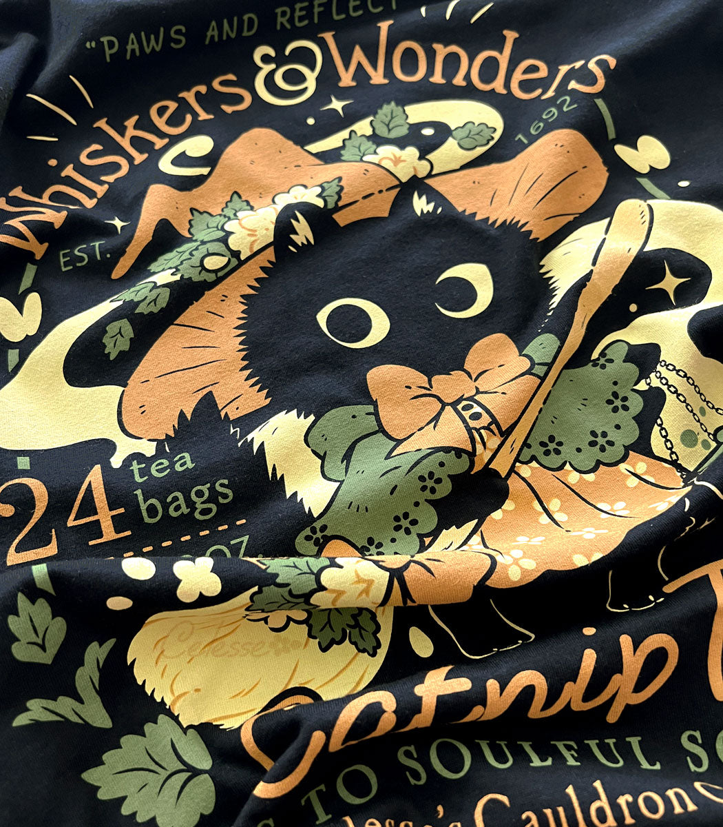 Whiskers &amp; Wonders Catnip Tea Witch Cat Long Sleeve Shirt