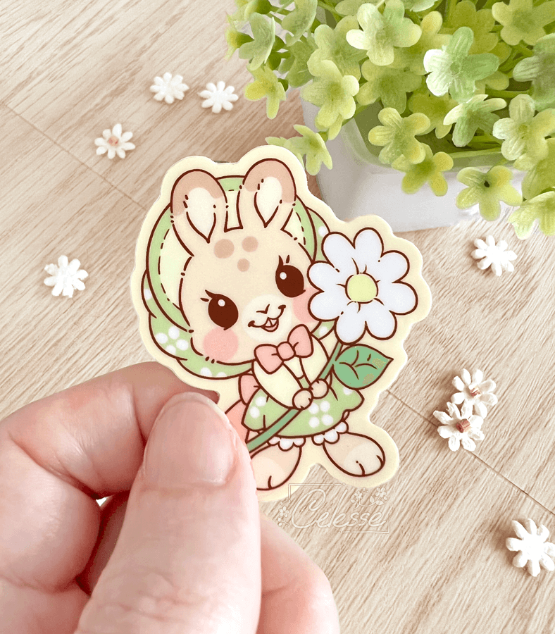 Cottagecore Wee Bonny Bunny Mini Vinyl Sticker