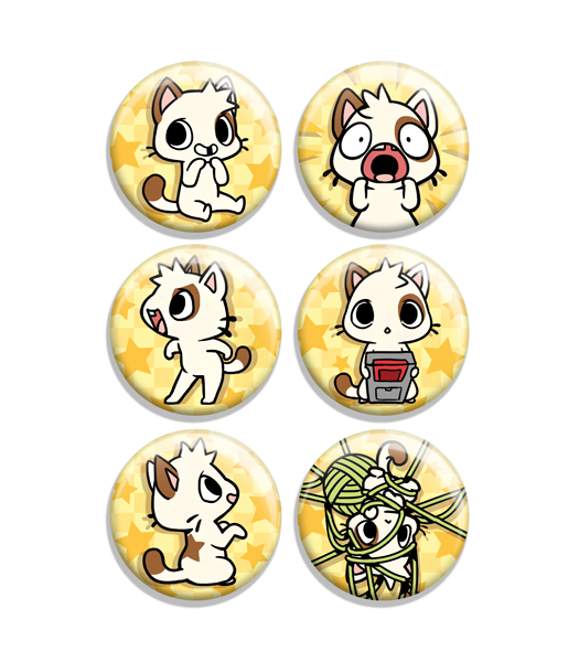 Glitch Cat Button Set