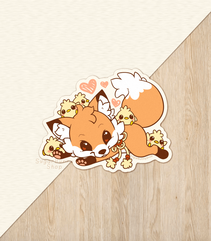 Doki Fox and Chicks Vinyl Sticker