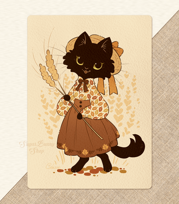 Fall Felines Cat Maisie Textured Print