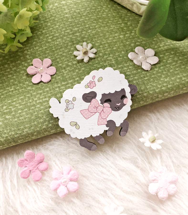 Fuwafuwa Sheep Wood Pin