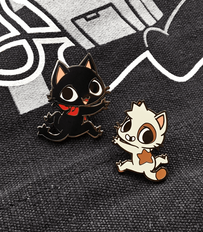 Glitch cat enamel pin