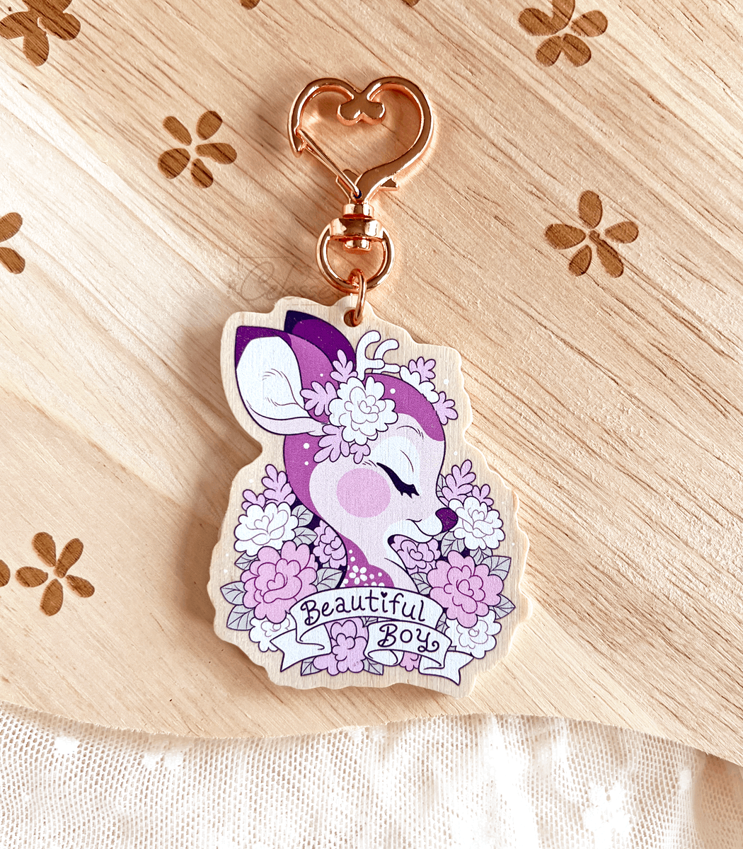 Lavendeer Beautiful Boy Wood Keychain