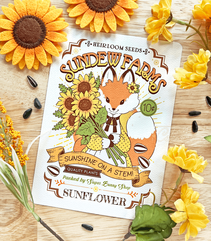 fox flower seed Sundew Farms Sunflower Fox Textured Print