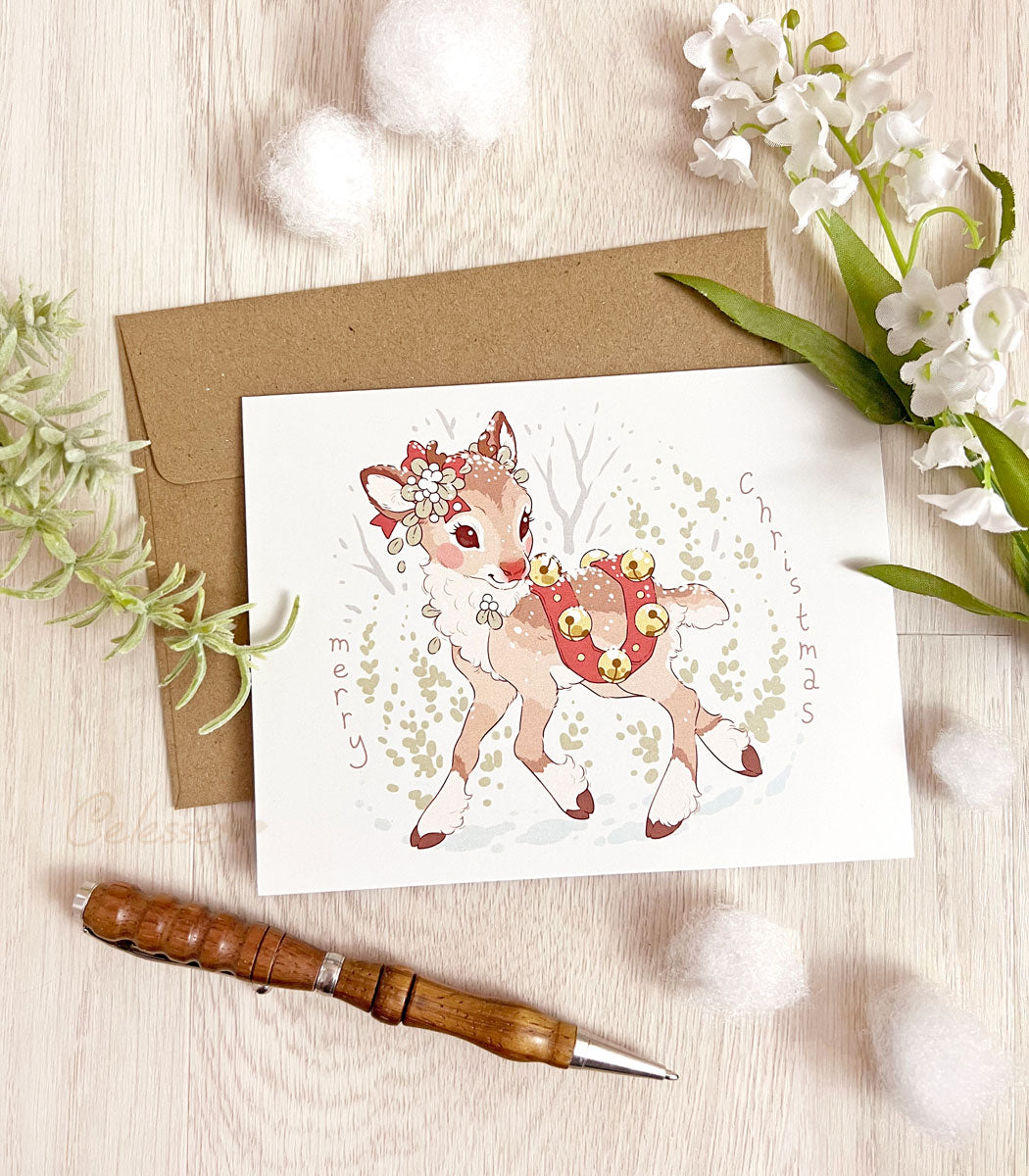 Baby Rudolph Reindeer Christmas Greeting Card