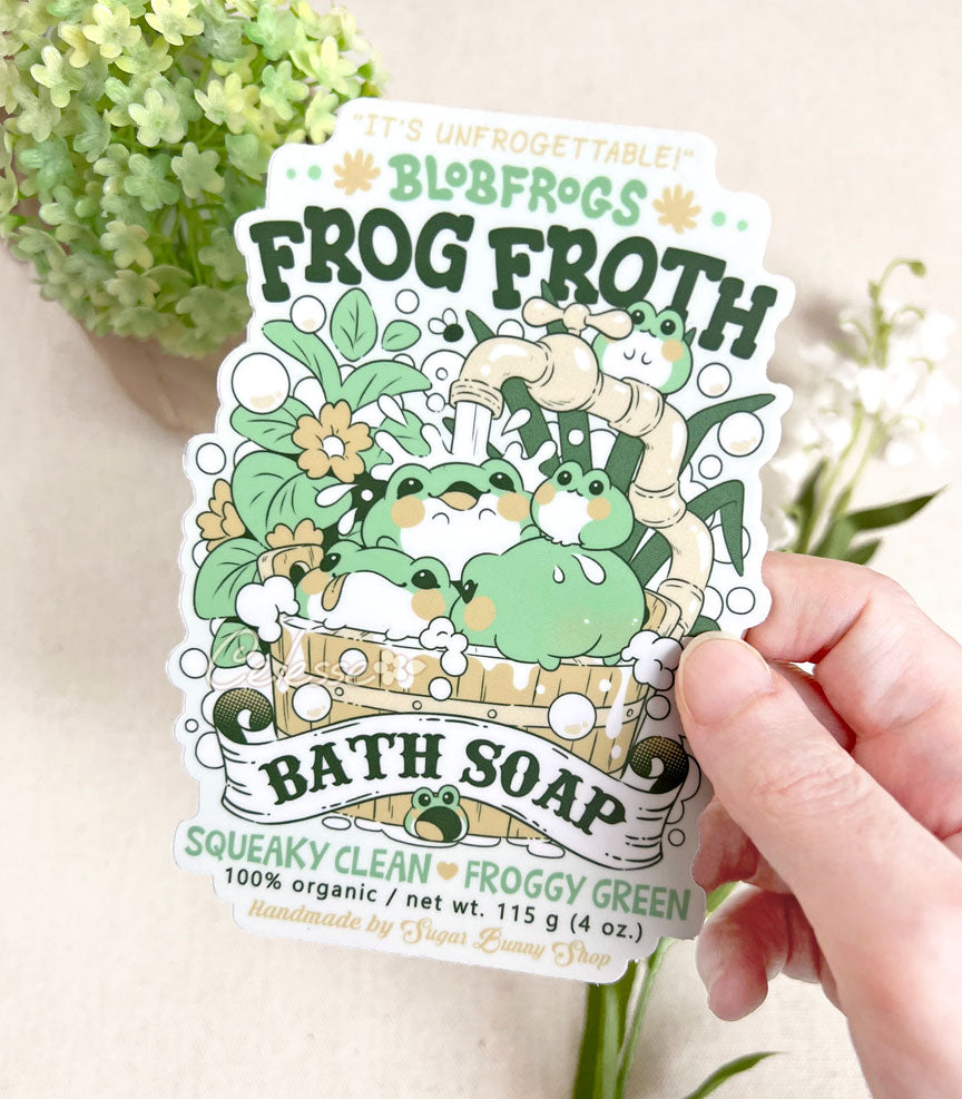 Blobfrogs Frog Froth Bath Soap Vintage Logo Vinyl Sticker
