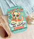 An extra large vinyl sticker of a vintage-style logo for Chasing Rays Sun Lotion, the art featuring an energetic, floppy-eared dog wearing a bandana and sunglasses. The flavor text reads, "Sun&