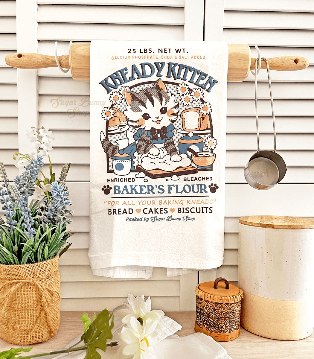 Kneady Kitten Baker's Flour Sack Tea Towel