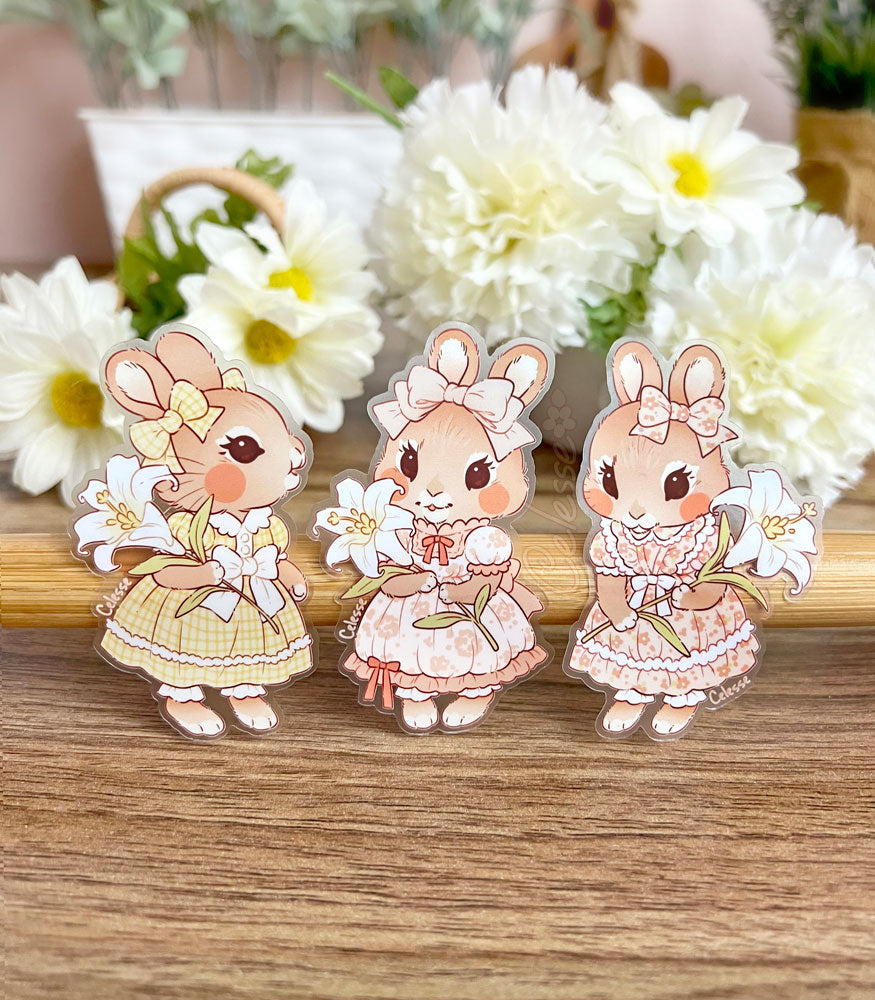 Lily Bunny Triplets Vintage Clear Vinyl Stickers