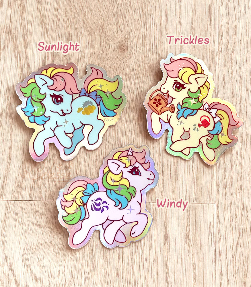 Little Pony Holo Vinyl Stickers - Sunlight, Trickles, Windy