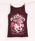A maroon tank top pinned on a clothesline with a print of a logo for Pink Pony Club, the art featuring a prancing pink pony in frilly décor. The flavor text reads "Bridle up, it&