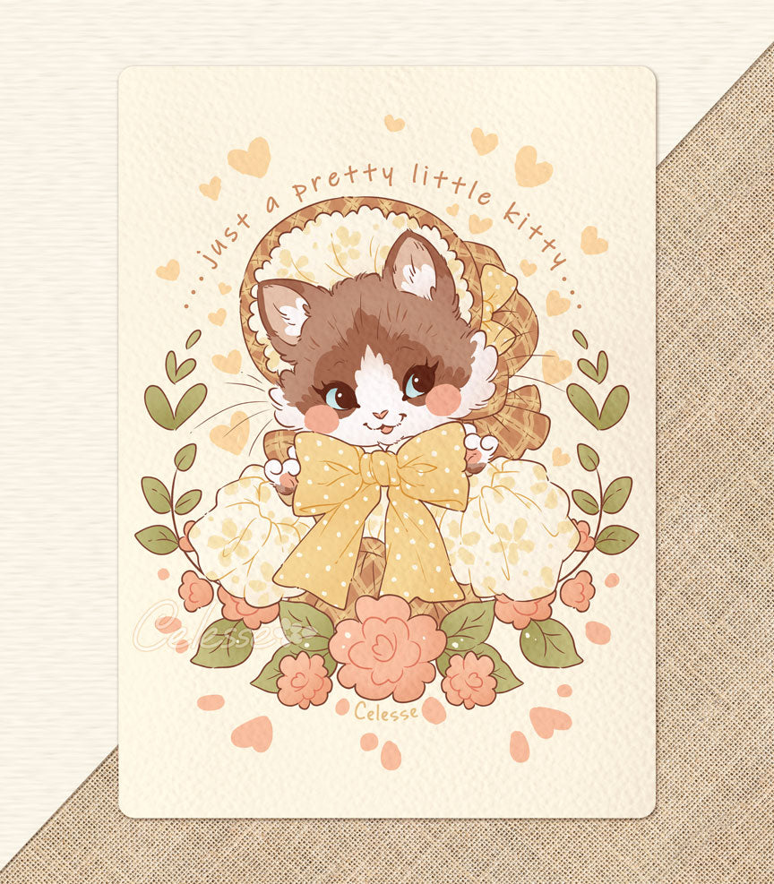 Cottagecore Pretty Kitty Textured Print