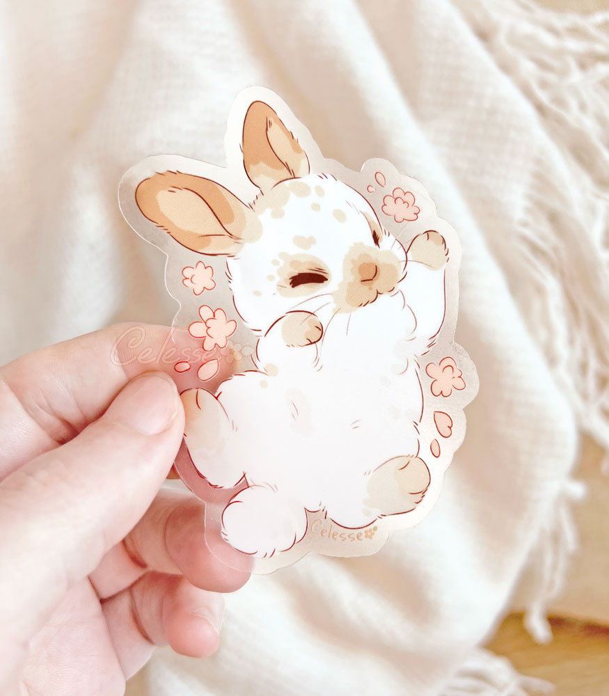 Sleepy Baby Bunny Clear Vinyl Sticker