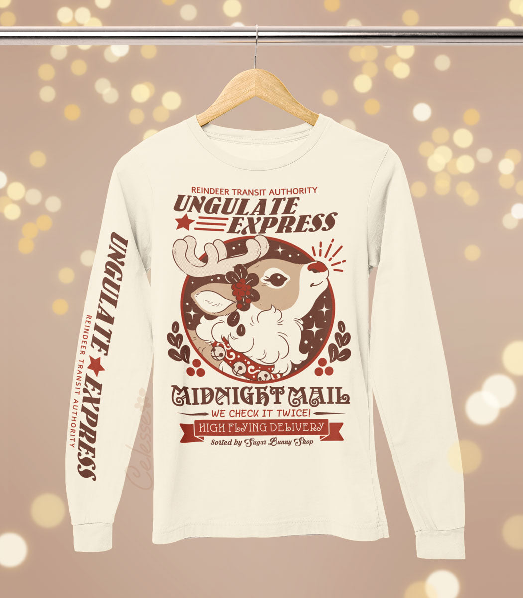 Ungulate Express Reindeer Mail Christmas Long Sleeve Shirt