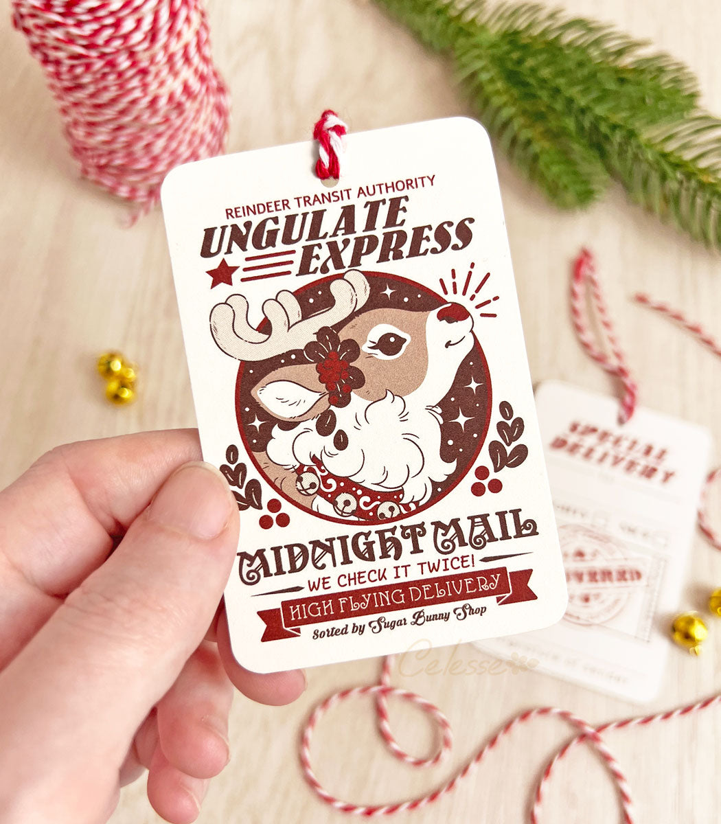 Midnight Mail Reindeer Christmas Gift Tags