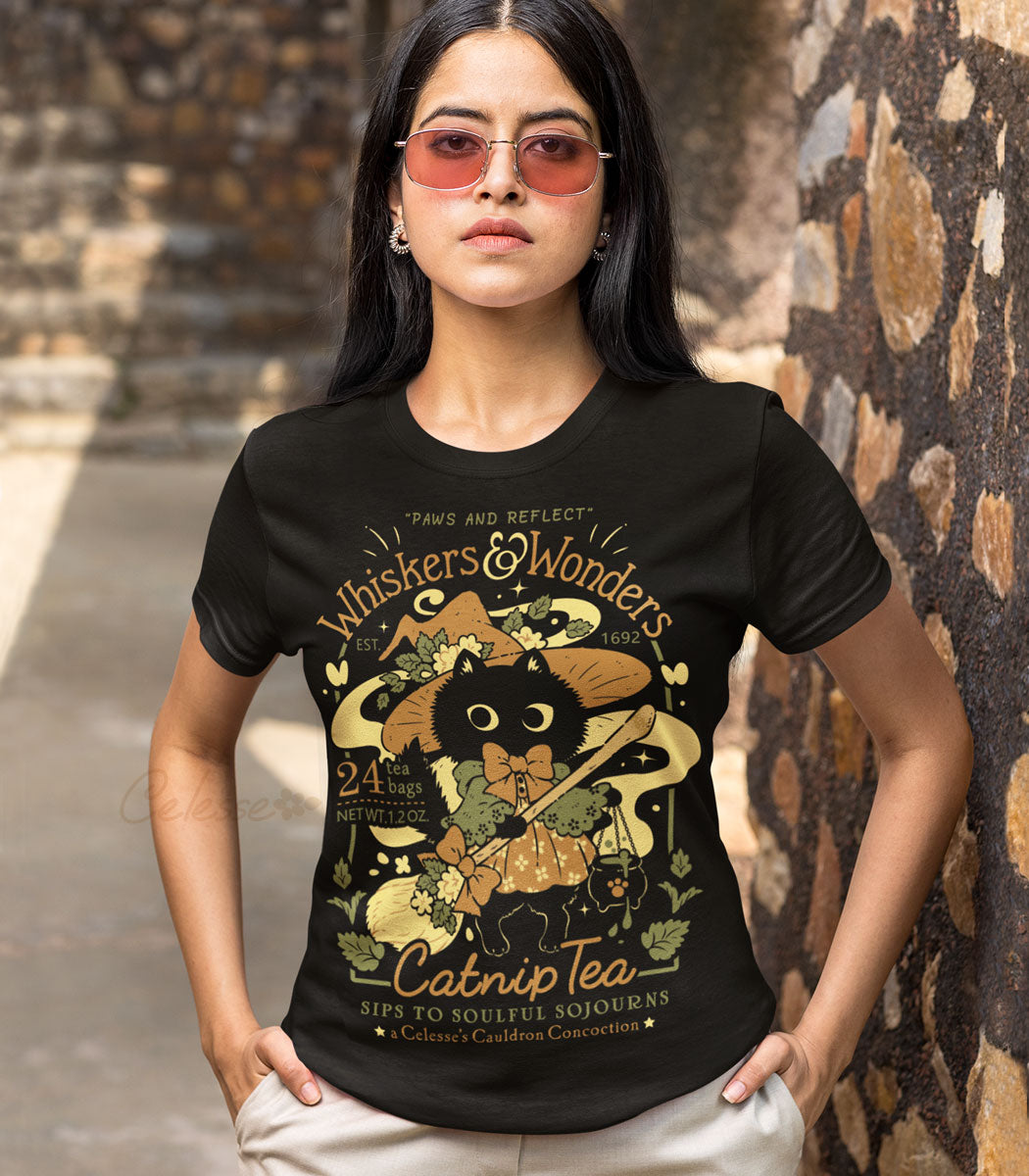 Whiskers & Wonders Catnip Tea Witch Cat Shirt