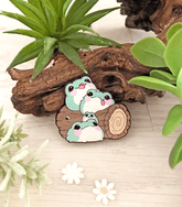 Blob Frogs Wood Pin