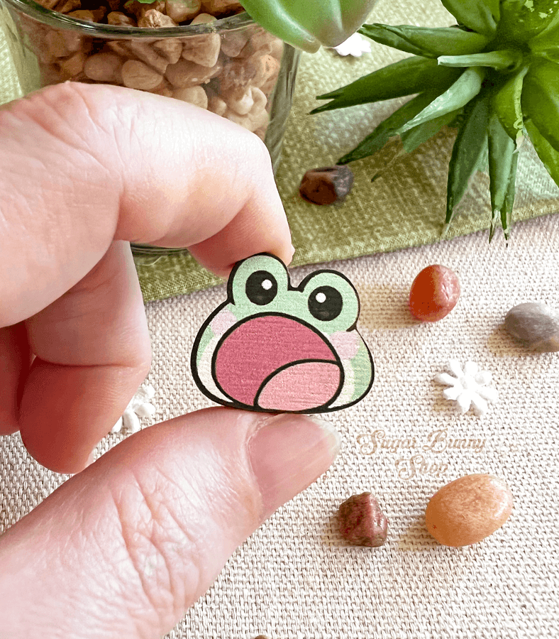 Blobfrogs Little Bigmouth Mini Wood Pin