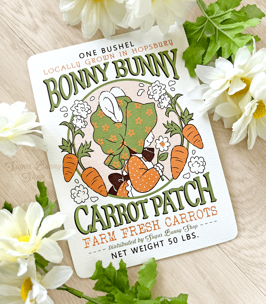 Bonny Bunny Carrot Patch Textured Print