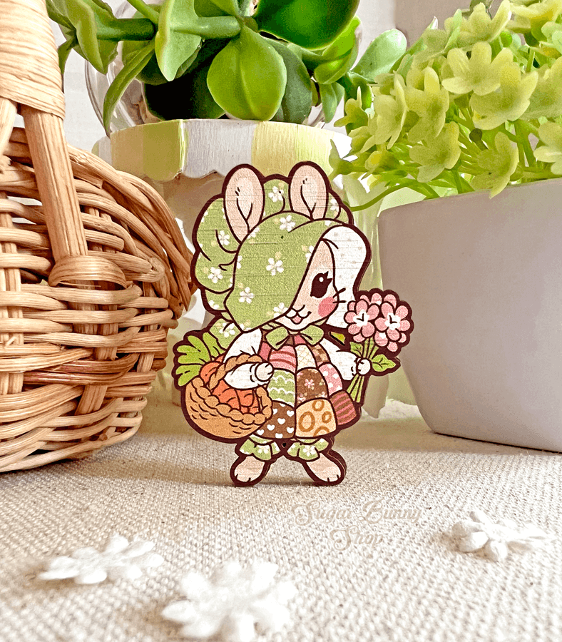 Cottagecore Bonny Bunny Wood Pin