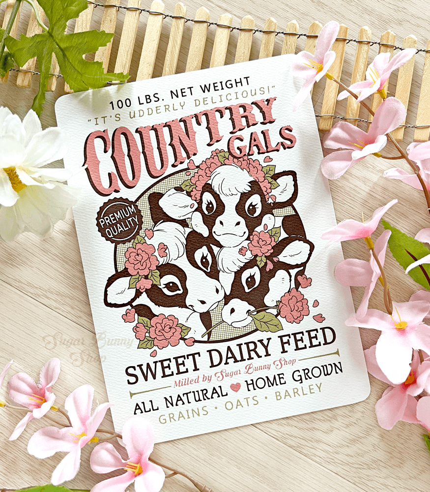 Country Gals Sweet Dairy Feed Textured Print