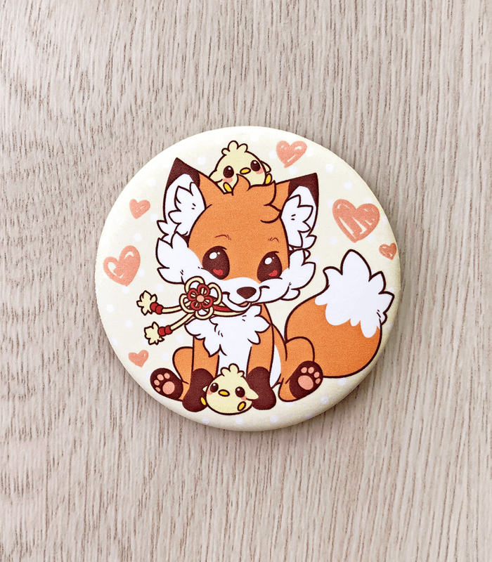 Doki Fox pinback button