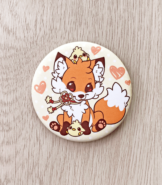 Doki Fox pinback button