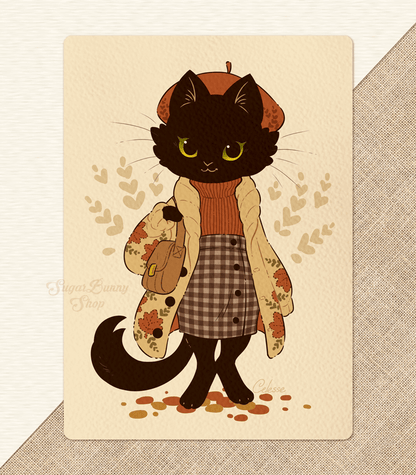 Fall Felines Cat Audrey Textured Print