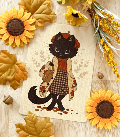 Fall Felines Cat Audrey Textured Print