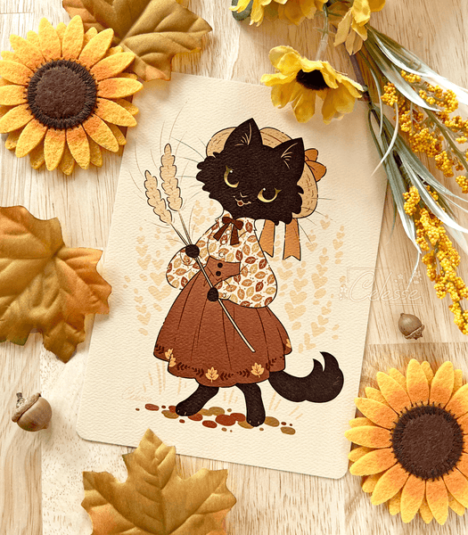 Fall Felines Cat Maisie Textured Print