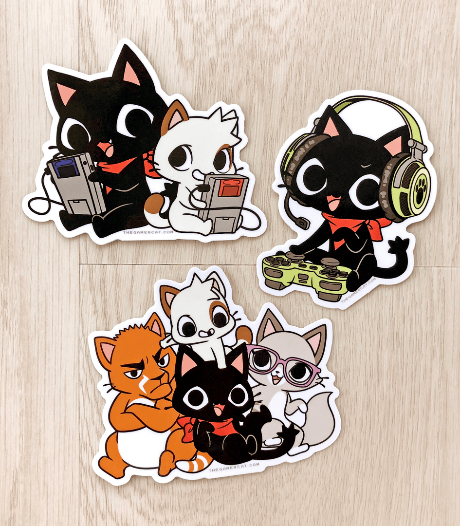 Gamercat and friends vinyl stickers