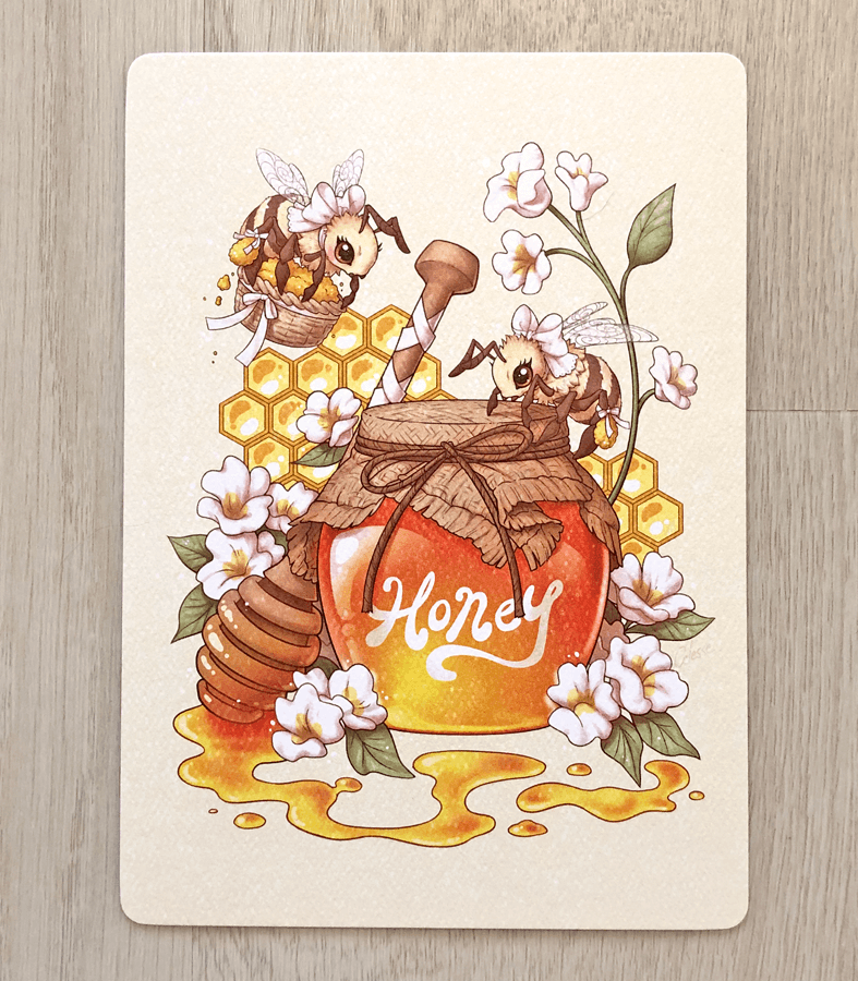 Honey Bees textured print