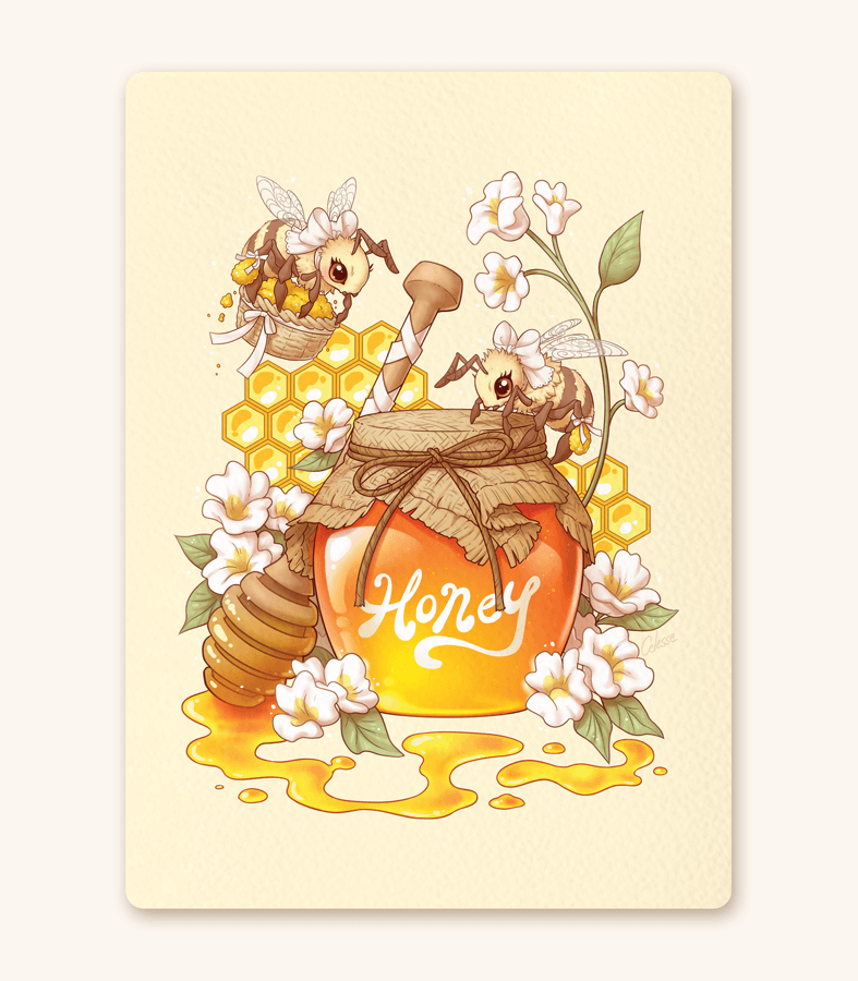 Honey Bees textured print