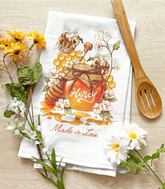 Honey Bees Flour Sack Tea Towel