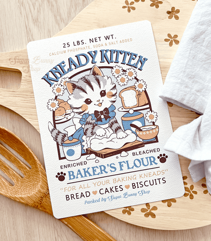 Kneady Kitten Baker's Flour Textured Print