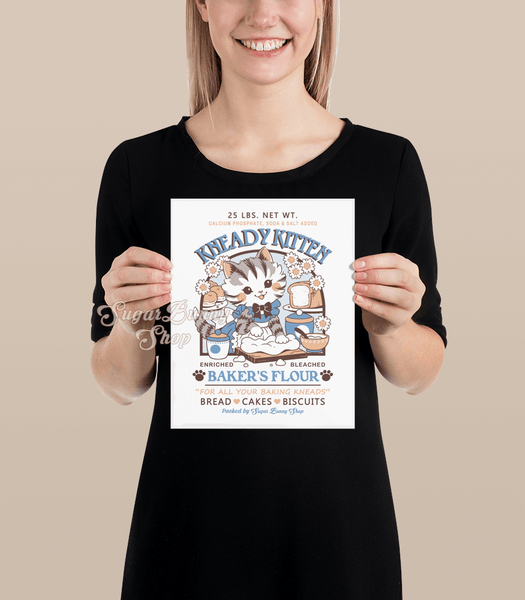 Kneady Kitten Baker's Flour Poster Print