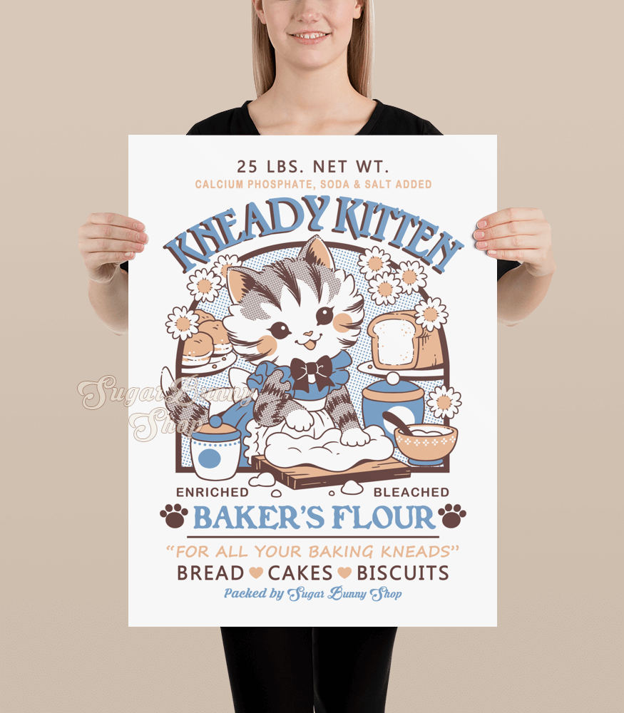 Kneady Kitten Baker's Flour Poster Print