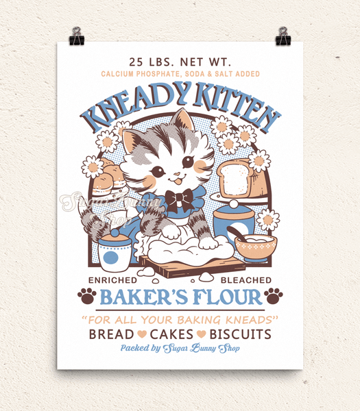Kneady Kitten Baker's Flour Poster Print