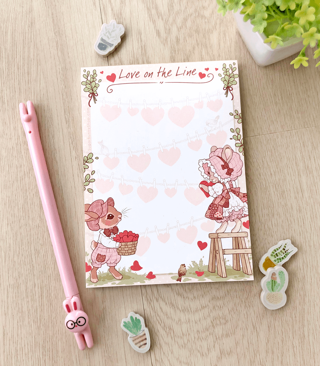 Love on the Line Bunnies Memo Pad