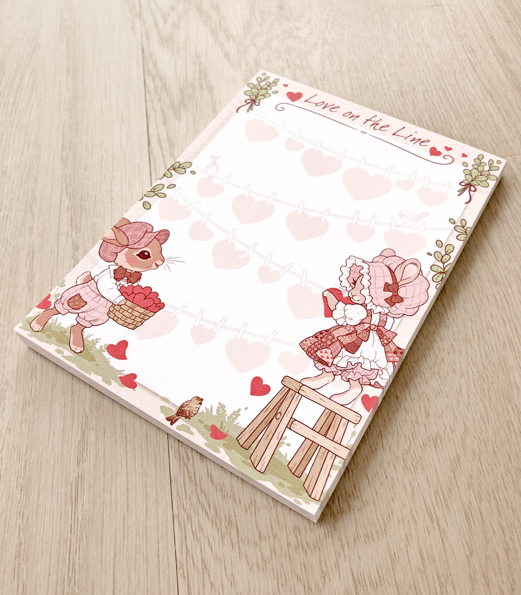 Love on the Line Bunnies Memo Pad