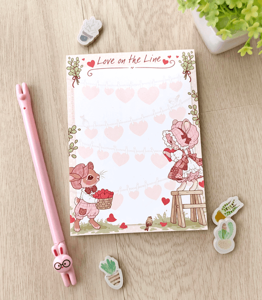 Love on the Line Bunnies Memo Pad