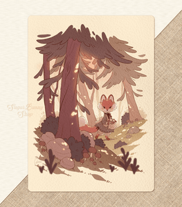 Mushroom Picker Fox Textured Print