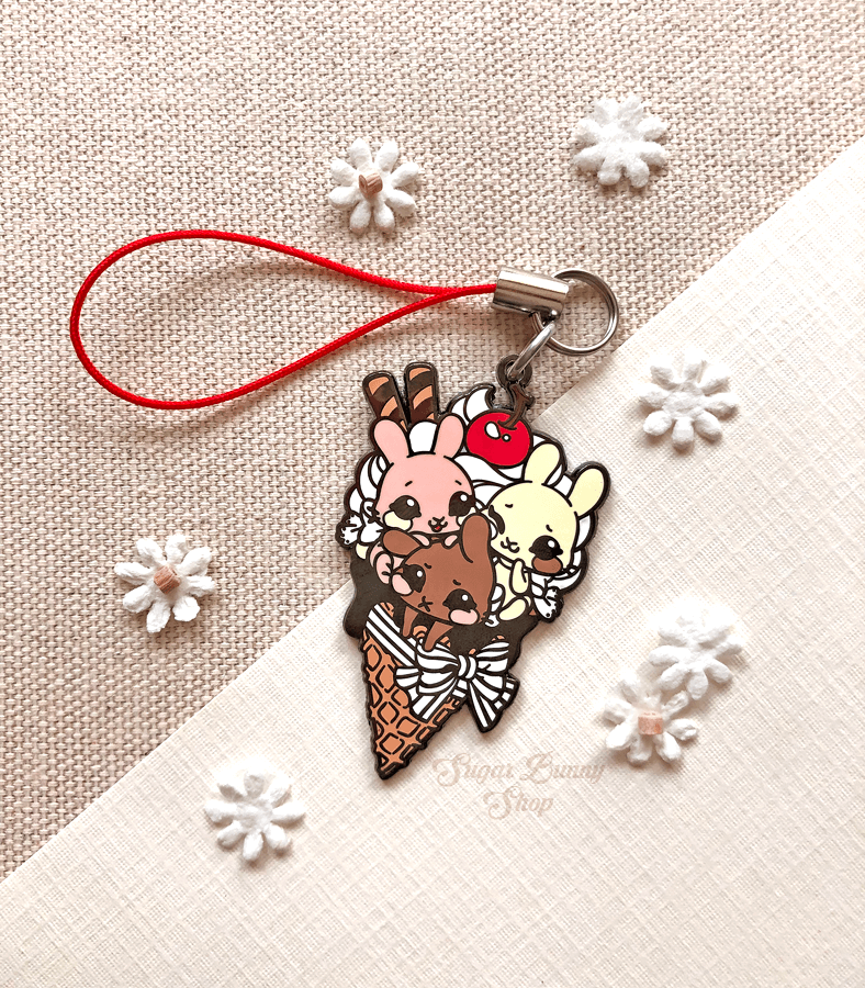 Neapolitan Ice Cream Cone Charm