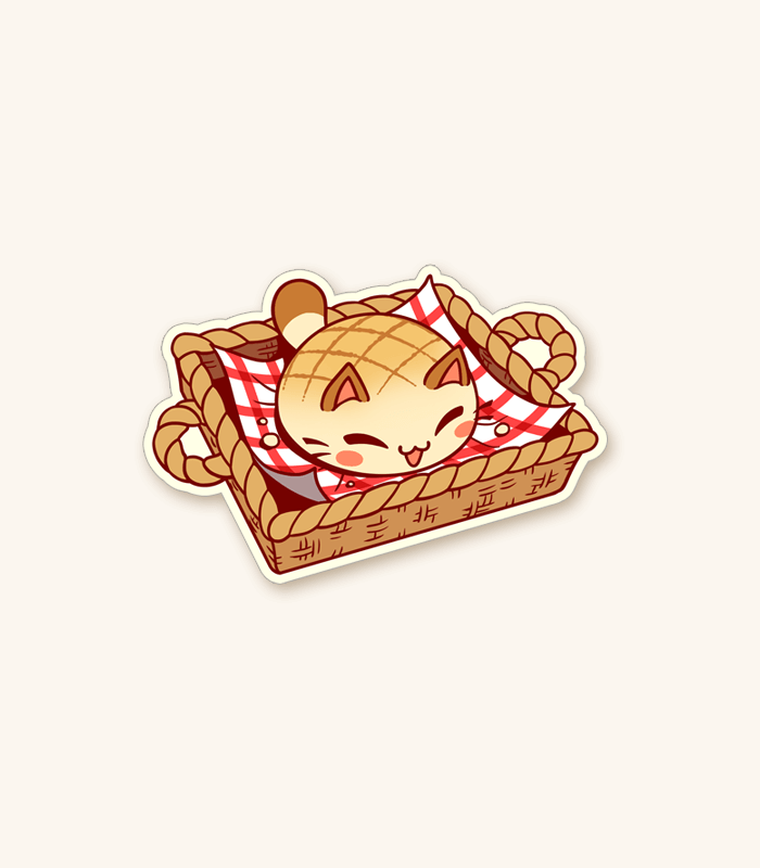 Nyanpan Cat Basket Vinyl Sticker